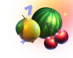Interface de jeux de casino avec des symboles de fruits